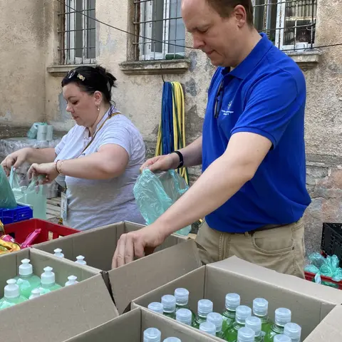 Packing the relief supplies